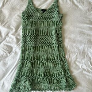 debut Sage Green Crochet Slip Dress